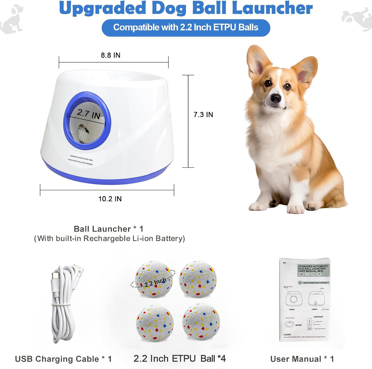 MEKAPLE Automatic Dog Ball Launcher - Blue - image 3