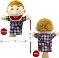Family Hand Puppets,Puppets for Kids Role Paly Family Members 13.4 INCH Multi-Ethnic Puppets Plush - Big F-father - image 2