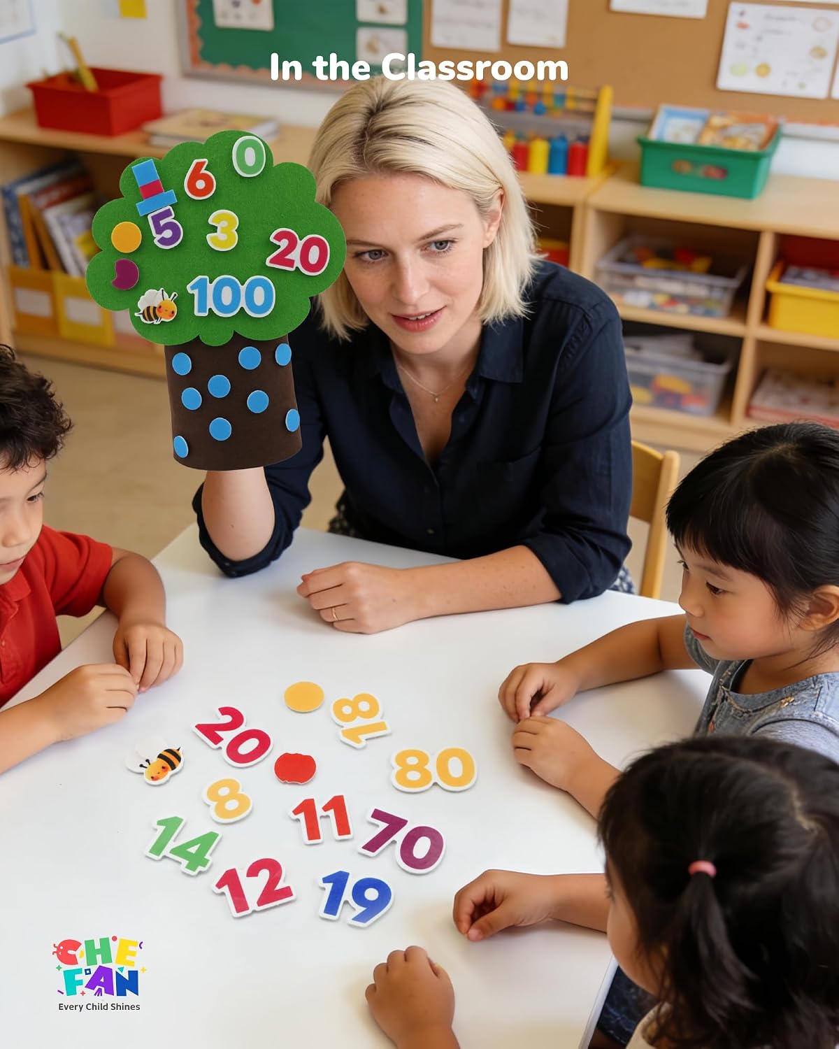 CHEFAN felt letter tree, standing coconut tree with uppercase and lowercase felt alphabet letters - view 5