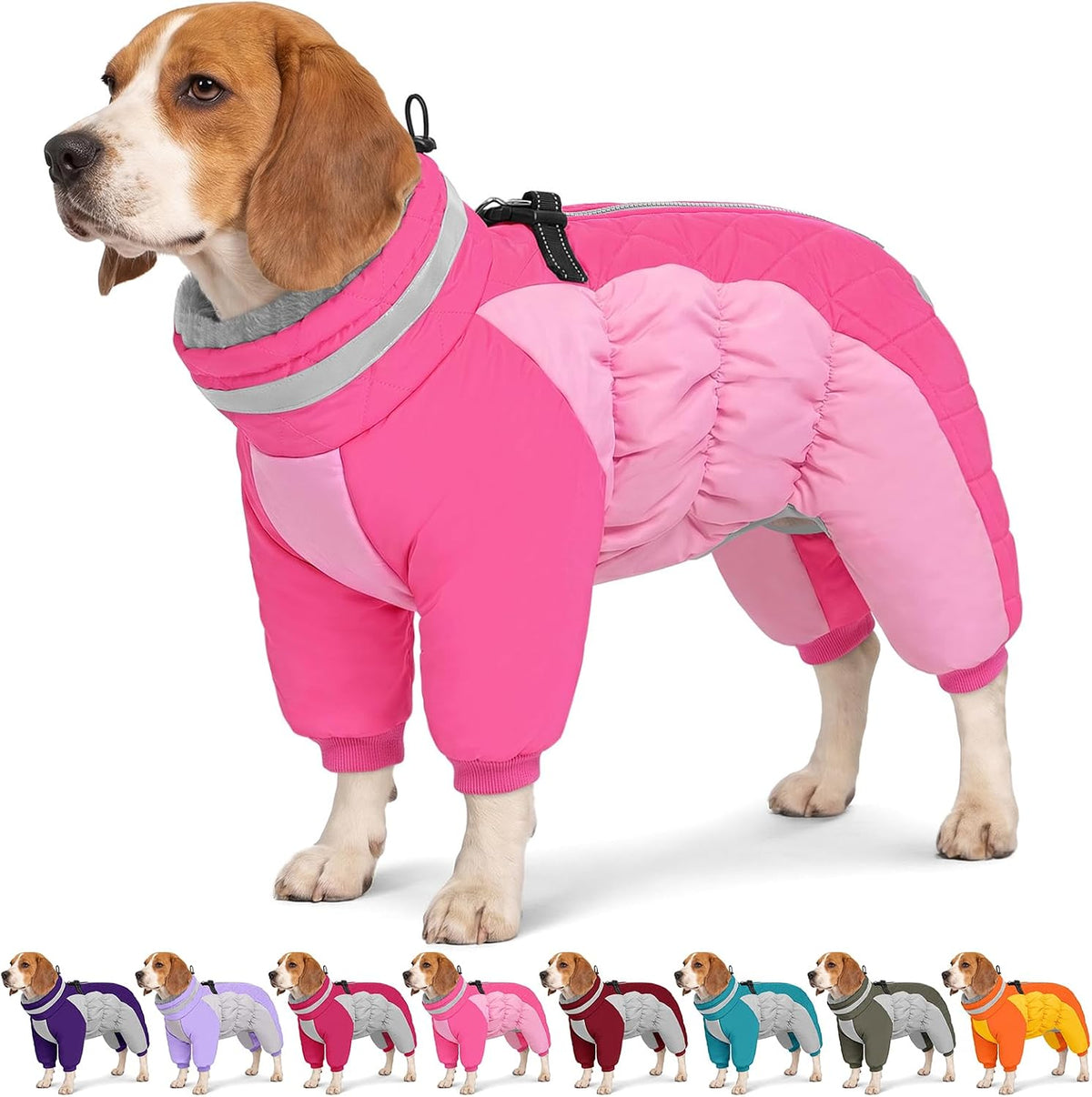 AOFITEE Full Body Dog Coat Warm Fleece Dog Winter Jacket for Small - Dark Pink & Light Pink / Small
