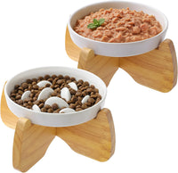 Ceramic Slow Feeder Cat Bowl 6.3" Wide – Essentials for Cats - Raised Flat Bowl & Slow Feeder Bowl