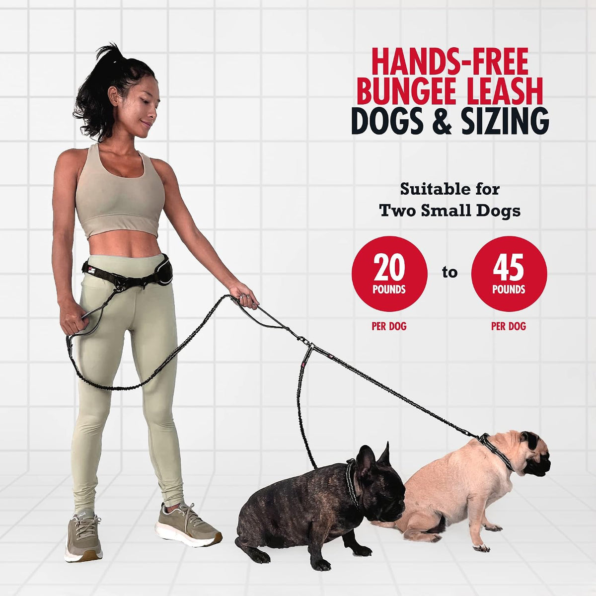 Tuff Pupper Heavy Duty Hands Free Bungee Dog Leash - Two Small/Medium Dogs (20-45 pounds each) - image 2