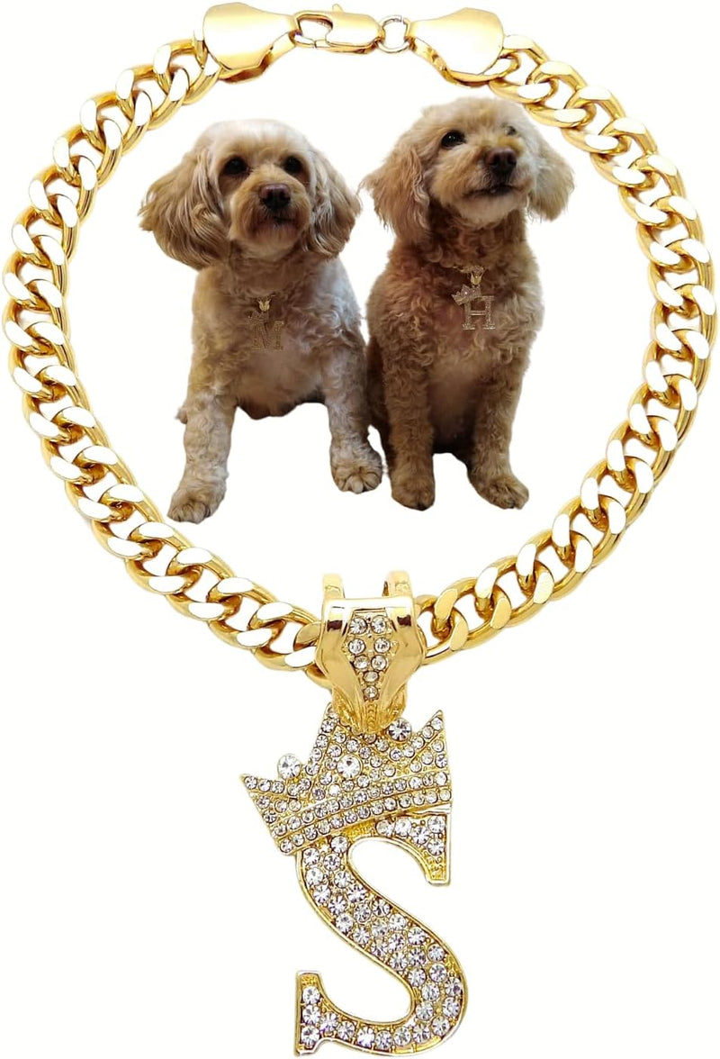 Initial Letter Cuban Chain Dog Chain Pet Chain Pet, Cat - S / 12"