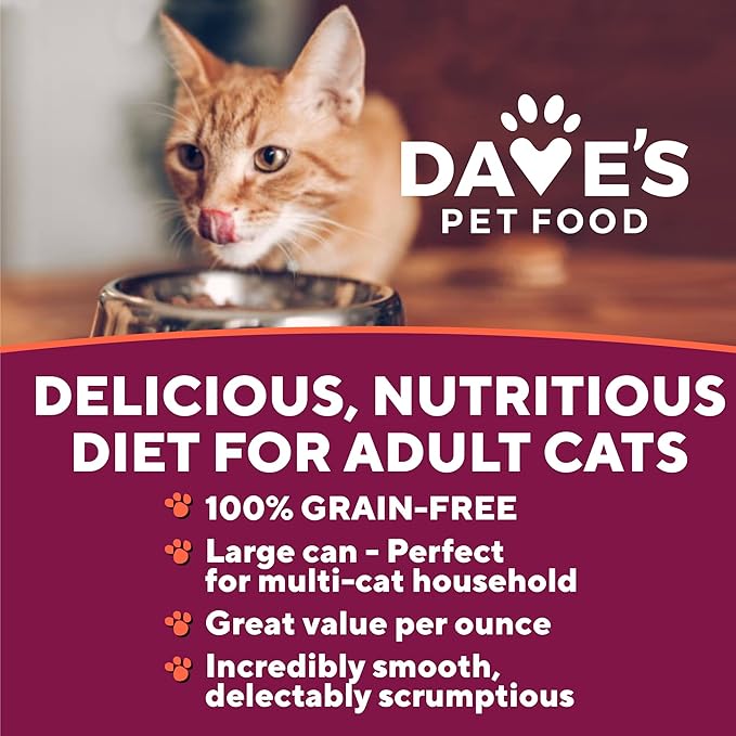 Dave's Pet Food Grain Free Wet Cat Food (Tuna & Chicken Dinner in Gravy), Naturally Healthy Canned, Added Vitamins & Minerals, Wheat & Wheat Gluten-Free, 13 oz (12 Pack)