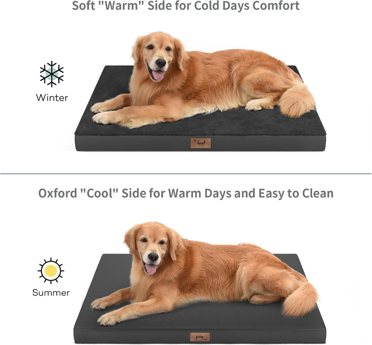 Outdoor Waterproof Orthopedic Dog Bed for Large Dogs – Essentials for Dogs - Pure Black / 44.0"L x 32.0"W x 3.5"Th - image 3
