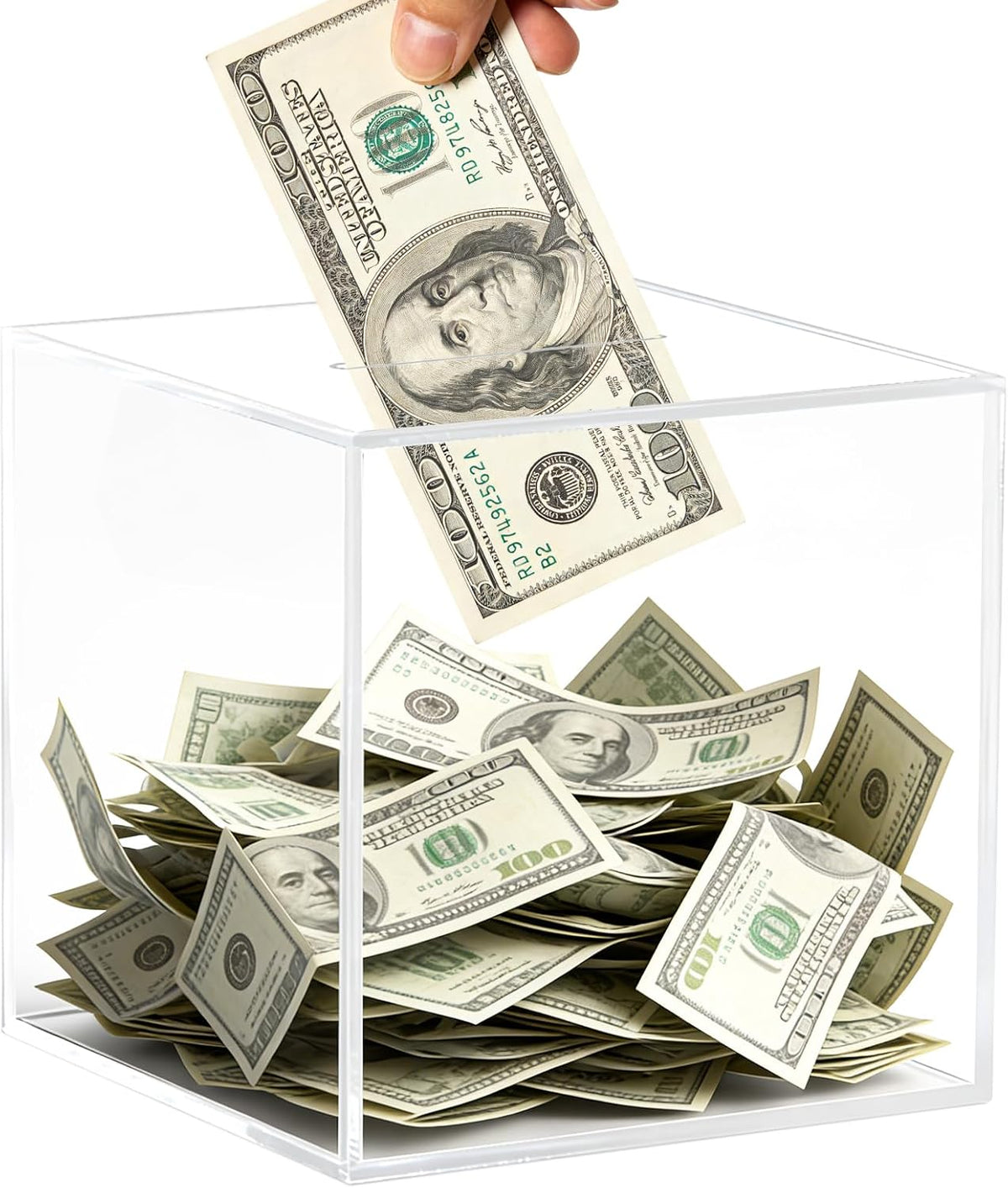 Clear Piggy Bank for Adults/Kids - Clear-cube / Large