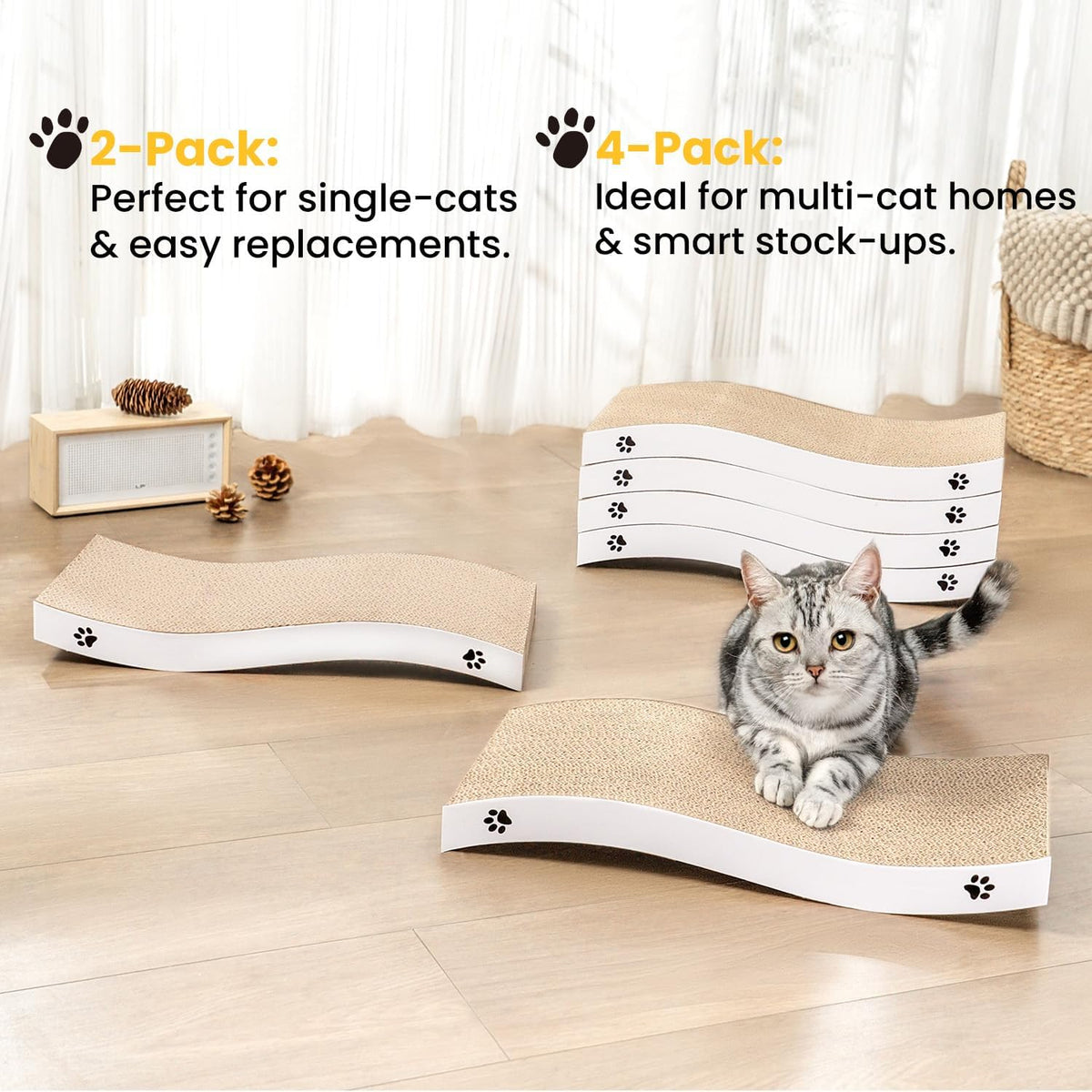 Cat Scratcher, Durable Scratch Pad - White / M: 15.7" - 1 Pack - image 3