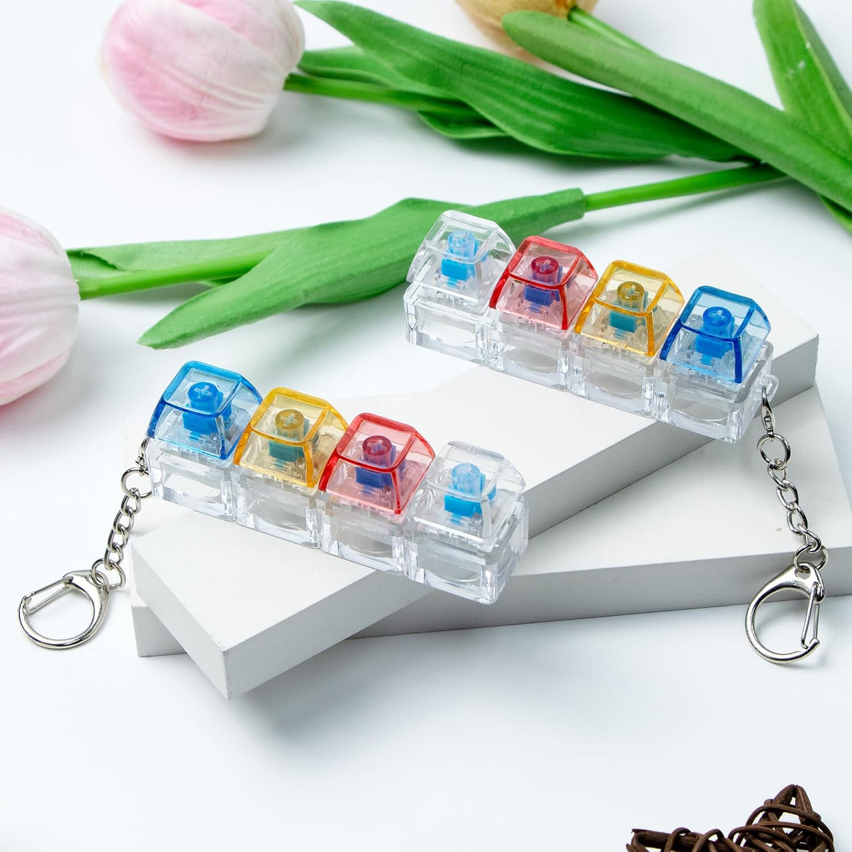 2 PCS Keyboard Fidget Toy - Clear Pink Yellow Blue / General - image 2