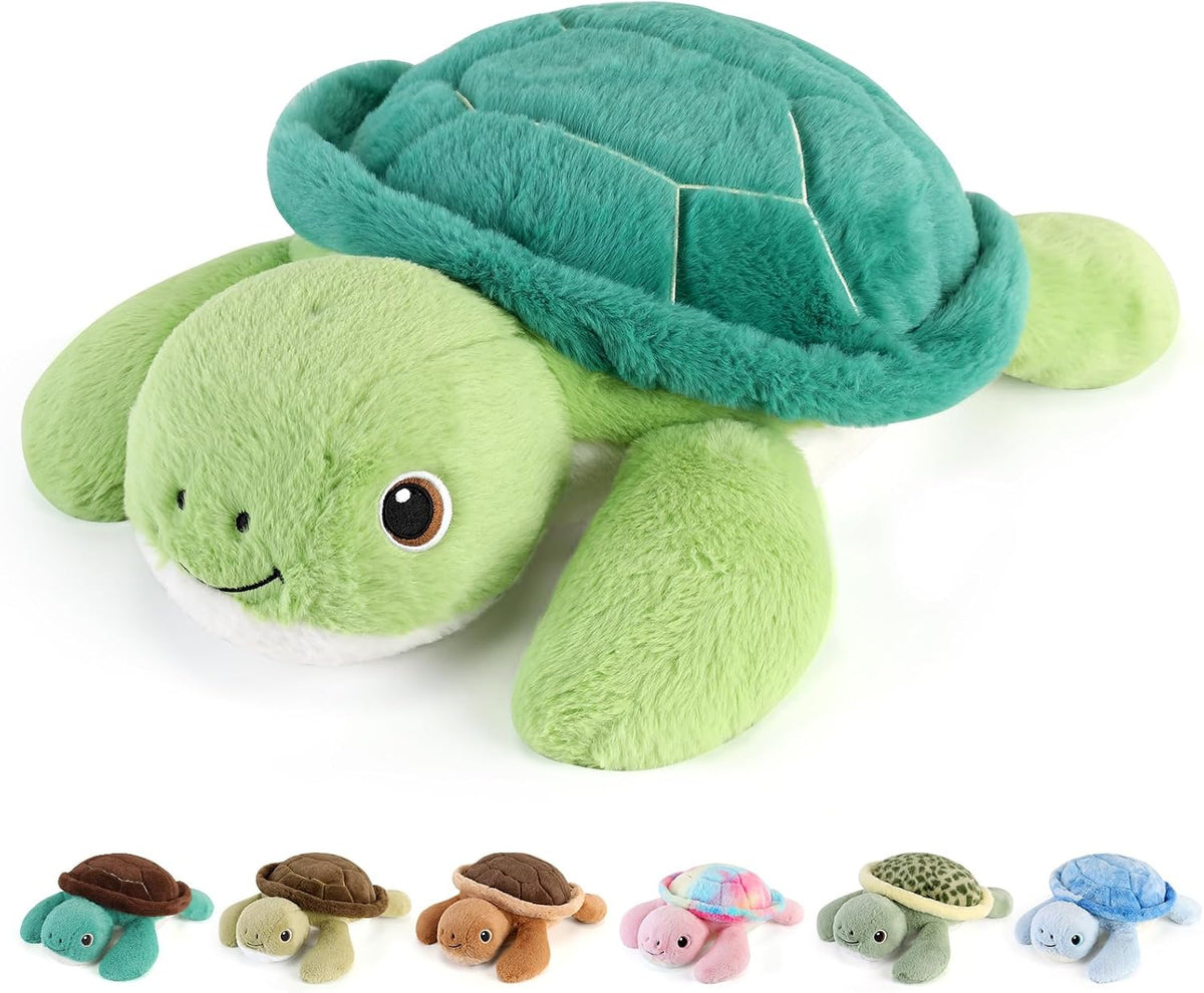 gnomantic Turtle Weighted Stuffed Animals, Plush Pillow for Kids – Fun for Kids & Family - Green Turtle / Medium / Turtle