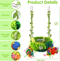 KATUMO Bird Nest, Conure Breeding Bed Parrotlet Snuggle Nest Lovebird Bed Bird Swing Bed for Small - 6.7"L x 6.7"W x 3.5"Th / Green - image 2