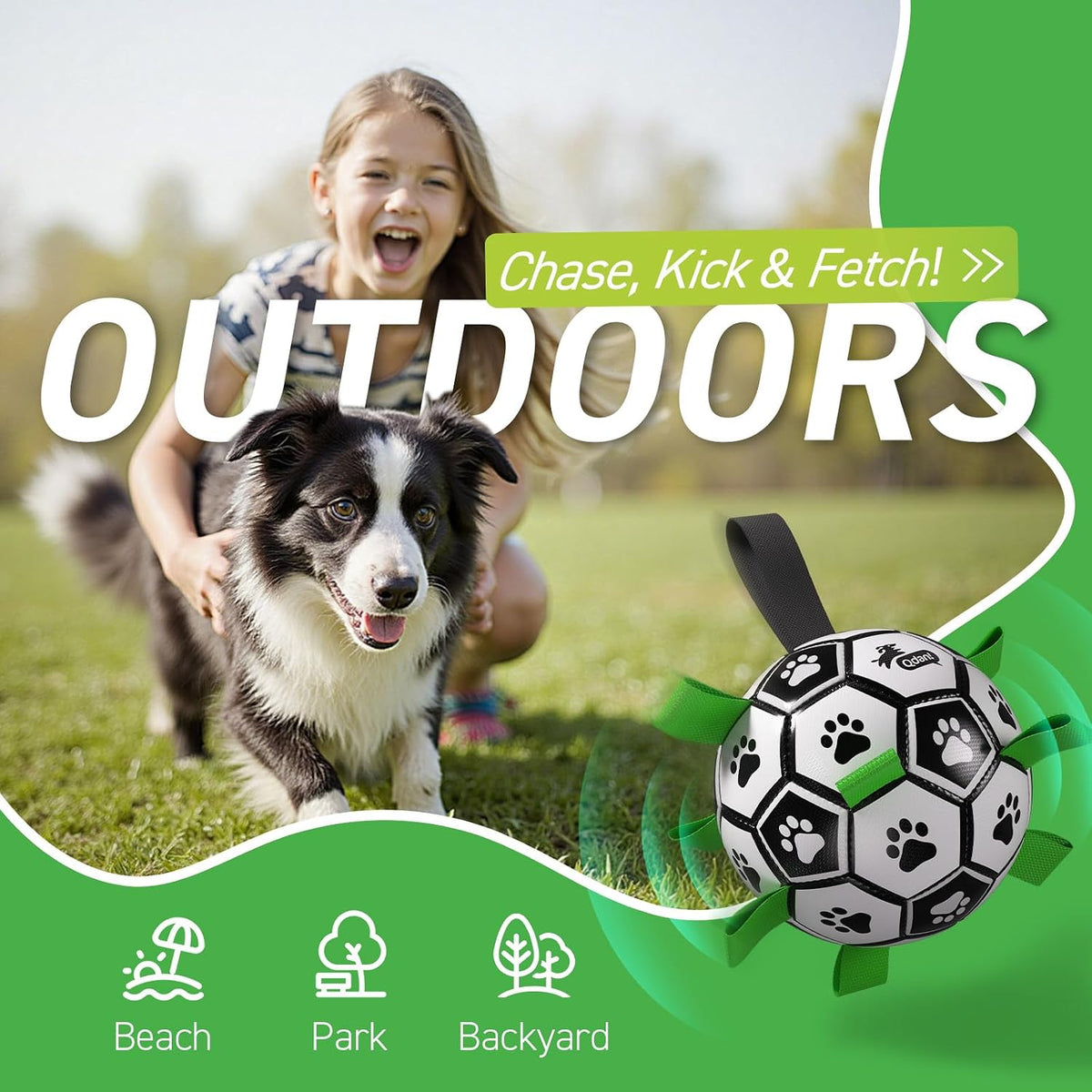 QDAN Dog Balls, Herding Balls for Dogs - Squeaky Green / Medium Size 2 (6 Inch) - image 2