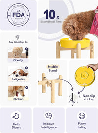 LE TAUCI Ceramic Slow Feeder Dog Bowls Small Breed - Star Yellow+Stand / M-1.5 Cups - image 3