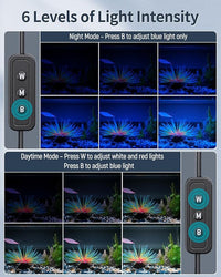 Pawfly 14W Aquarium LED Light for 18 to 24 Inch Fish Tanks Extendable Fish Tank Light with Full Spectrum Brilliant White Blue Red Lights with Daytime & Night Modes and Adjustable Brightness
