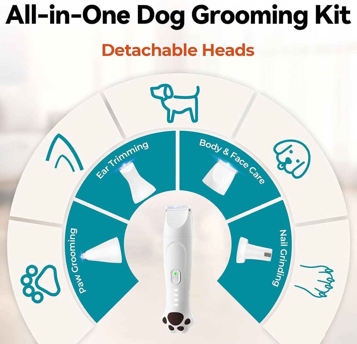 4-in-1 Dog Clippers for Grooming Kit - White - image 2