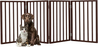 Pet Gate, 4-Panel Indoor Foldable Dog Fence for Stairs, Hallways - Brown / 4 Panel