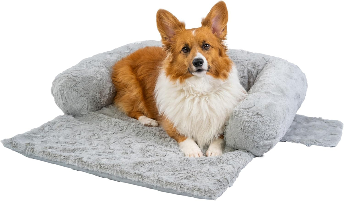 Best Friends by Sheri Dog Blanket, Shag Faux Fur - Gray / 26" x 30"