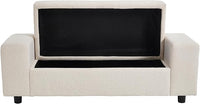 Beige Storage Bench for Entryway, 55" Bedroom Ottoman with Storage Large Linen Fabric Upholstered End of Bench with Lip for Living Room/Bedroom/Lounge/Shop, Beige