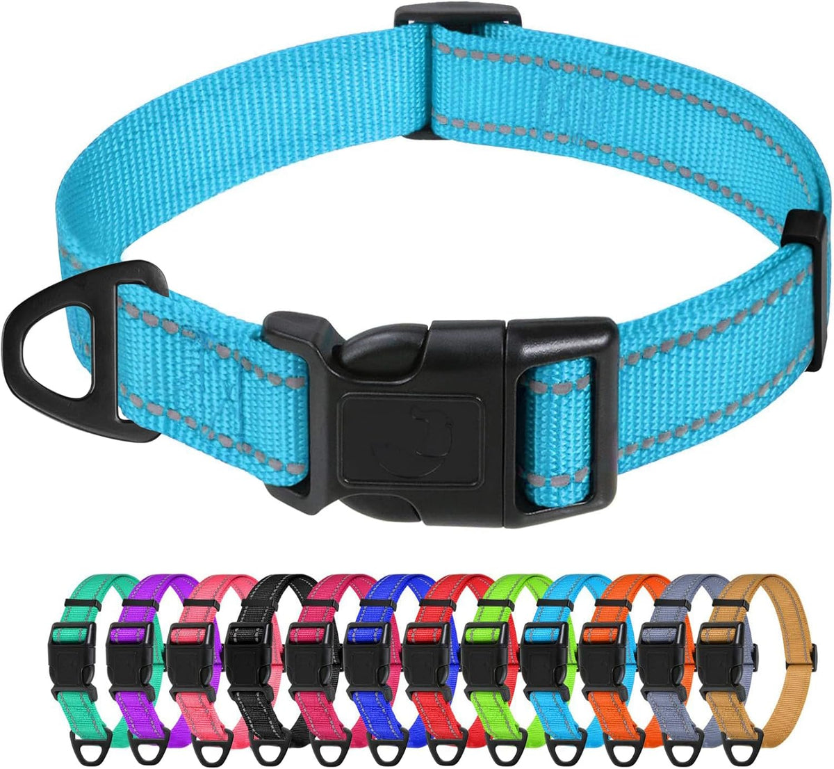 Small Dog Collar, Reflective Puppy Collar, 3/8" Width - Sky Blue / L: 1.0"x(16-24")