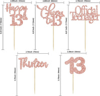 30 Pack Happy 80th Birthday Cupcake Toppers Gold Glitter Eighty - 13th / Rose Gold - image 2