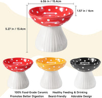 Mushroom Cat Bowl, Whisker Fatigue Cat Bowl, Cute Cat Bowls - Red+Yellow - image 4