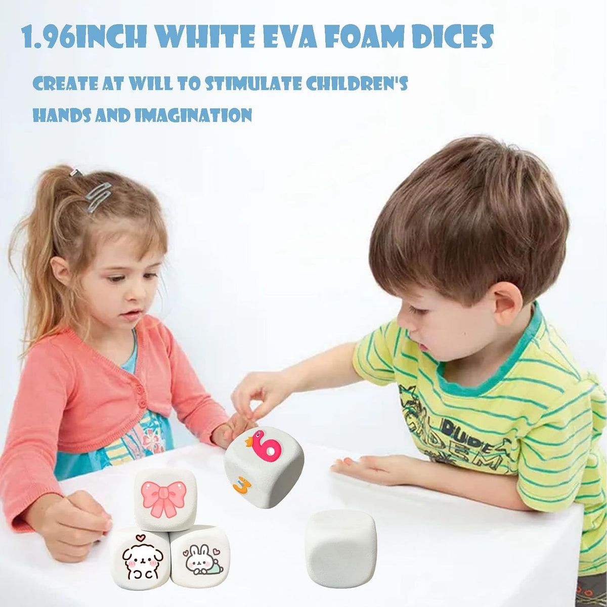 QIDIWIN 12 blank white EVA foam dice for kids to paint and decorate - view 6