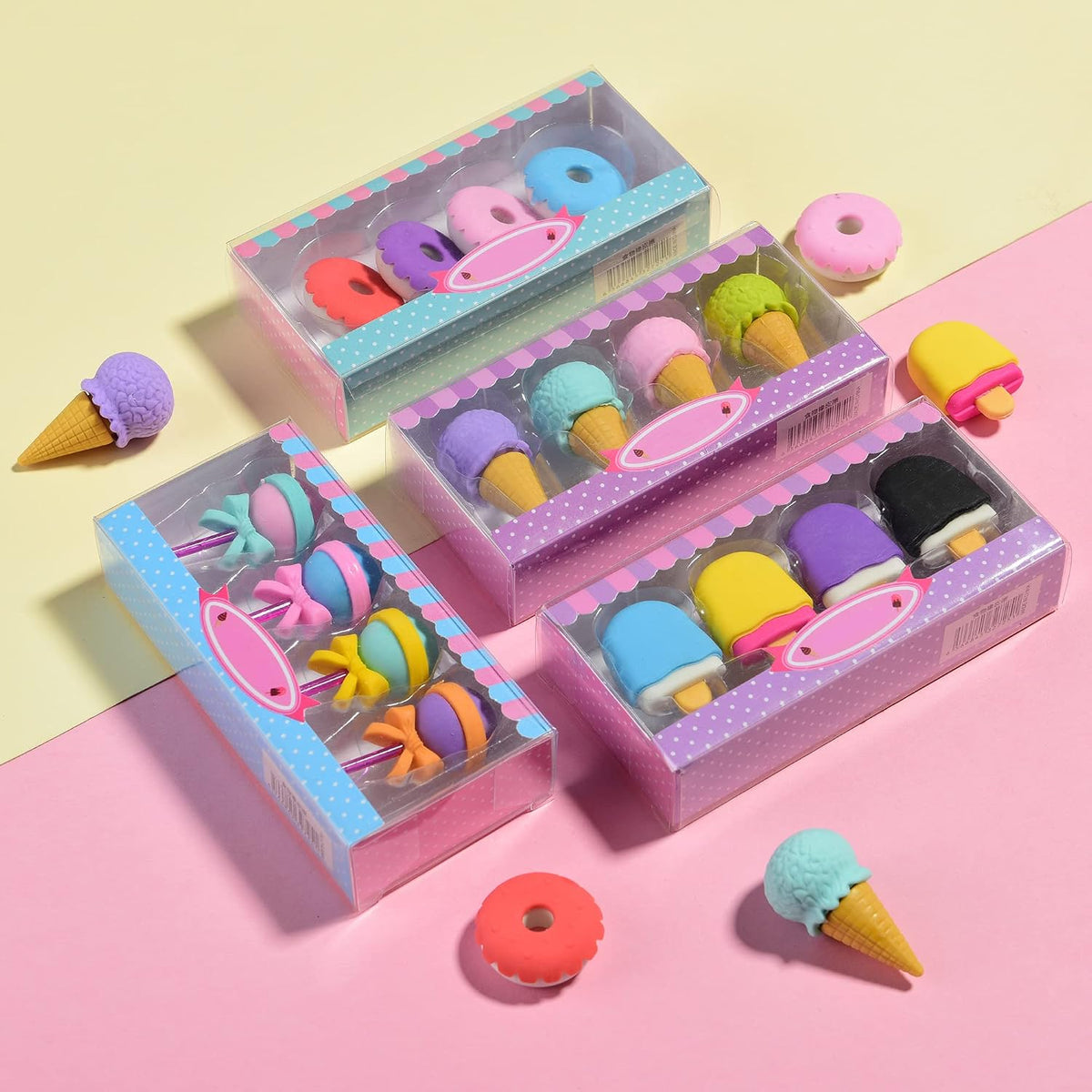 15Pcs Cute Fruit Erasers for Kids - Ice Cream