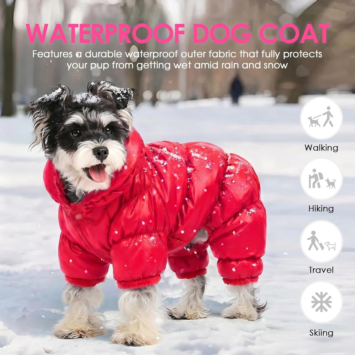 Dog Coat Waterproof Dog Jacket Fullbody Dogs Winter Coat Snowsuit – Essentials for Dogs - Red / X-Large - image 2