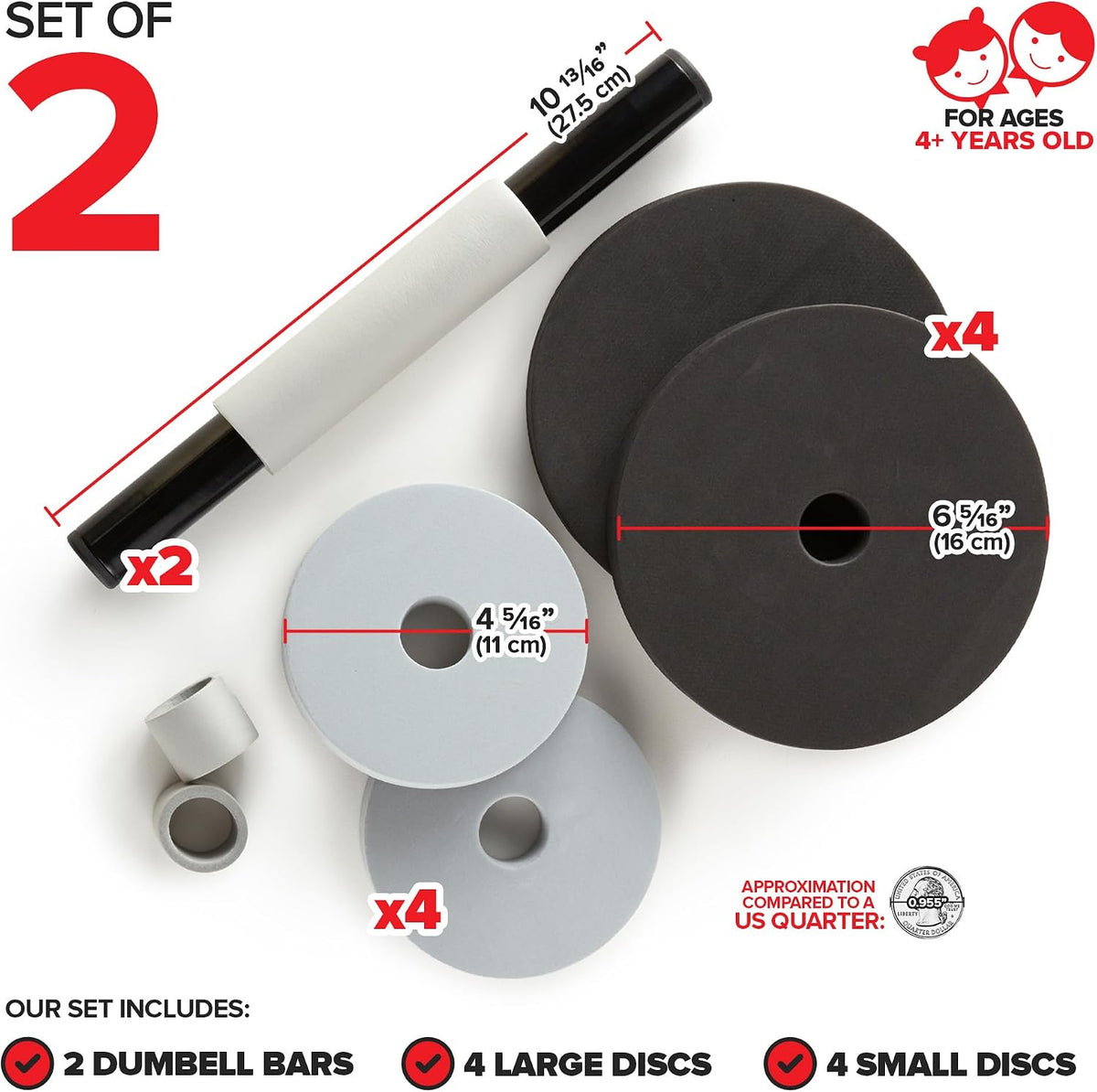 Modern Innovations Kids Weight Set Toy Dumbbells - Dumbbells / Black/Grey - image 2