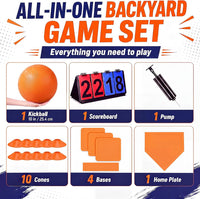 Jenaai blue kickball set with 10 inch ball, rubber bases, cones, scoreboard and pump - view 17