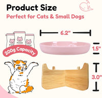 2 Pcs Cat Slow Feeder Bowl - Pink with Stand / 6.2'' - image 2