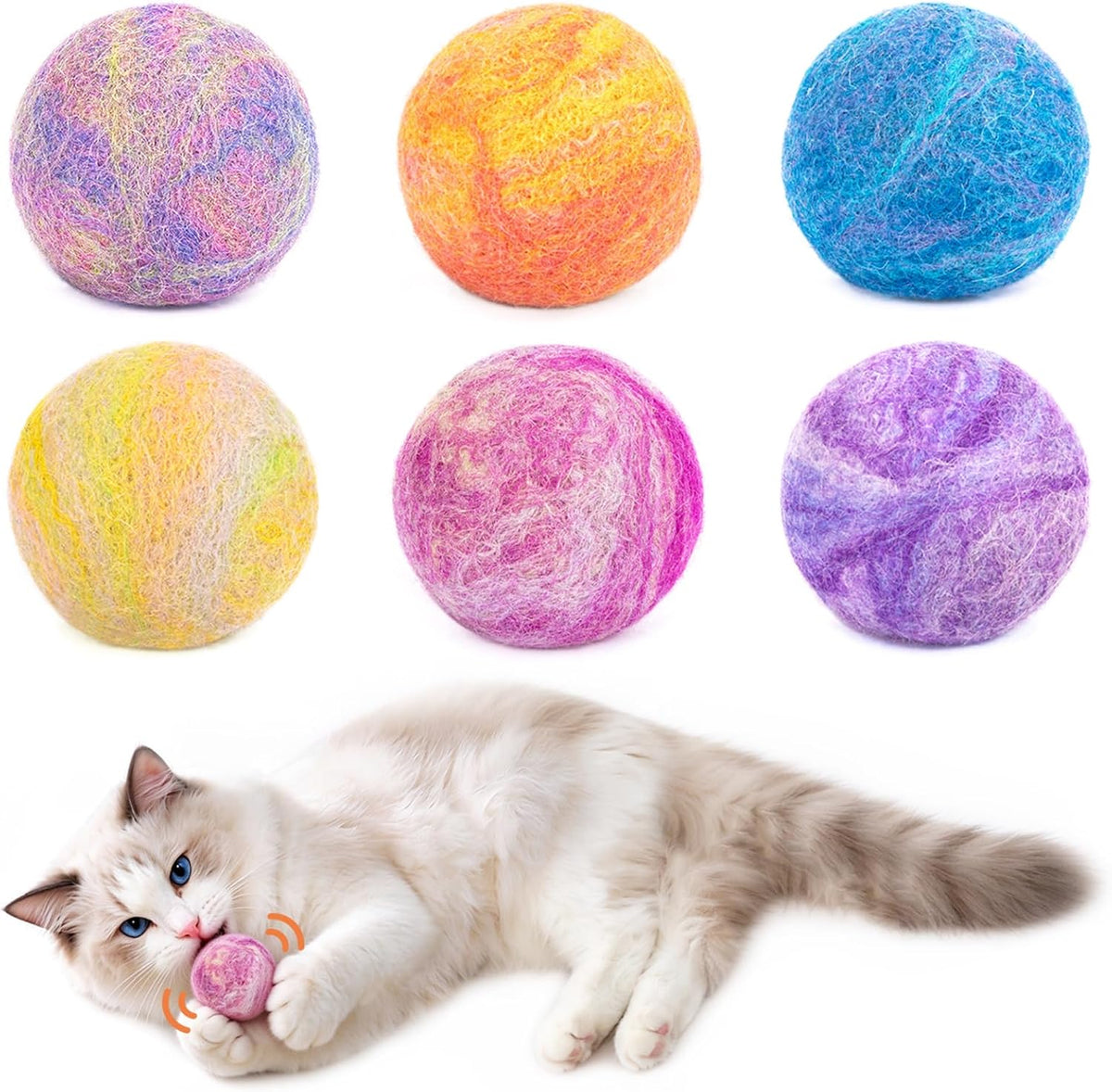 Cat Toys Balls with Bell Inside, Wool Yarn Catnip Toys Ball 6Pcs – Essentials for Cats