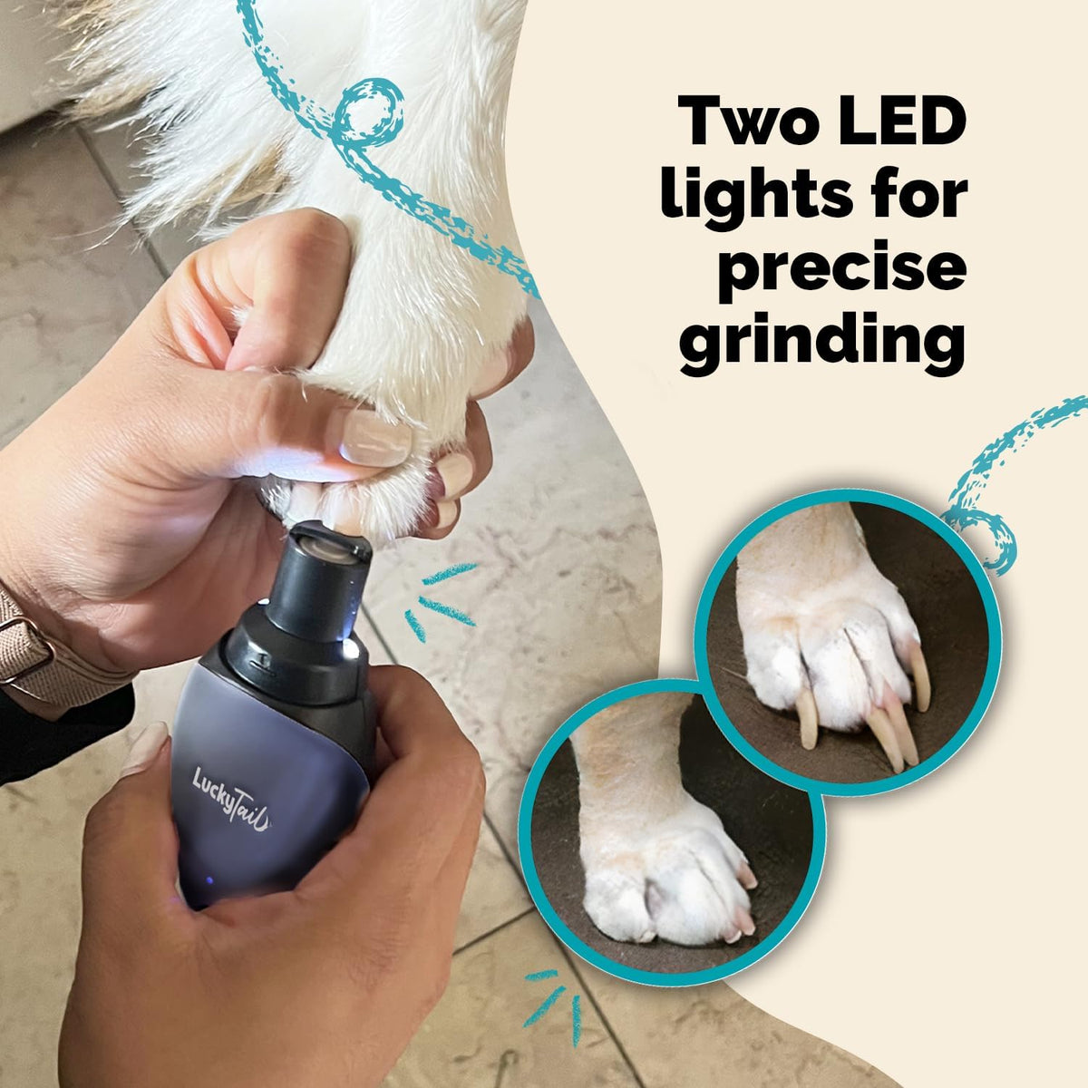 LuckyTail Dog Nail Grinder, Whisper-Quiet - Dark Blue - image 4