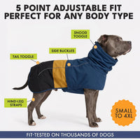 Spark Paws Dog Raincoat, Waterproof Rain Jacket w/Hood - Blue Gold Black / 4XL - image 3