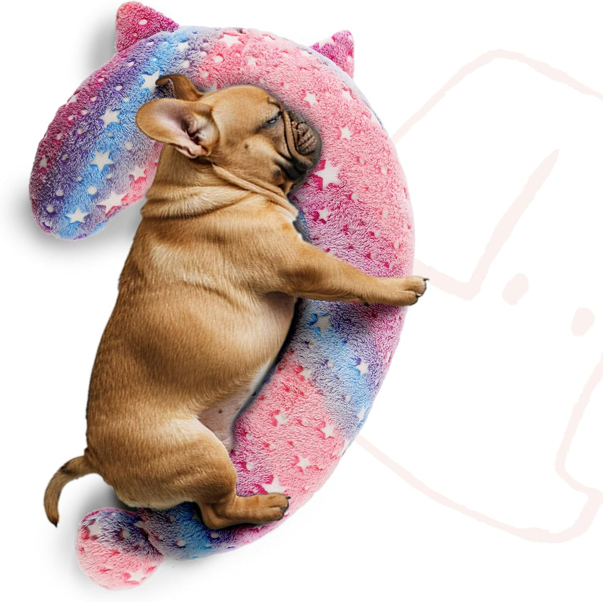 Dog Calming Pillow, Glow in The Dark Dog Put Head on - Large / Pink