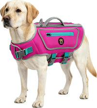 Dog Life Jacket, Good Visibility Pet Swimming Vest for Boating L – Essentials for Dogs - RosePink / Medium