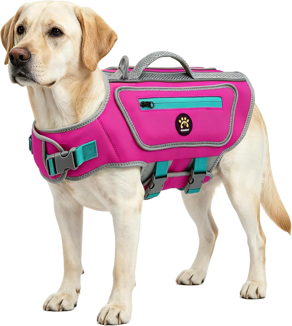 Dog Life Jacket, Good Visibility Pet Swimming Vest for Boating L – Essentials for Dogs - RosePink / Medium