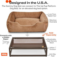FUZI Luxury Aesthetic Dog Bed for Medium Dogs with Washable Cover, Pet Couch, Pet Bed with Sides, Non-Slip Bottom, Soft and Durable Calming Dog Bed, Faux Rabbit Fur, Medium 31.75x23.6x9.5 Soft White