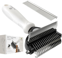 Spring Blossoms-2 in 1 Professional Grooming Rake for Cats - Cloud Dancer White