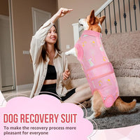 Lukovee Recovery Suit for Dogs, Zipper On Recovery Suit for Female Male Dog, Onesie Abdominal Wounds Cone E-Collar Alternative Prevent Licking Spay Recovery Suit (S,PI)