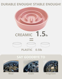 Ceramic Slow Feeder Dog Bowls - Pink / 6 Inches - image 4