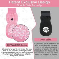 EXPAWLORER Anti Slip Dog Socks to Prevent Licking Paws, Dog Shoes for Hot Pavement, Dog Booties for Small Medium Large Senior Dogs, Traction Control Dog Boots & Paw Protectors for Hardwood Floors