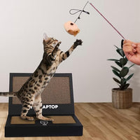 Toy Cat Laptop with 2 Scratchboards + Catnip Mouse Toy for Cats + 50pack Cat Sticker - Interactive Eco-Friendly Cat Computer with Scratch Pad Laptop for Cats - Mini Cat Laptop