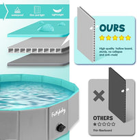 Furrybaby Dog Pool, Kiddie Pool with Hard Plate Collapsible Pet Bath Foldable Swimming Pet Pool Portable Grey 39''