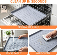 Silicone Pet Feeding Mat, Dog Cat Food Water Bowl Mat - Gray / 18.5"L x 11.5"W - image 3
