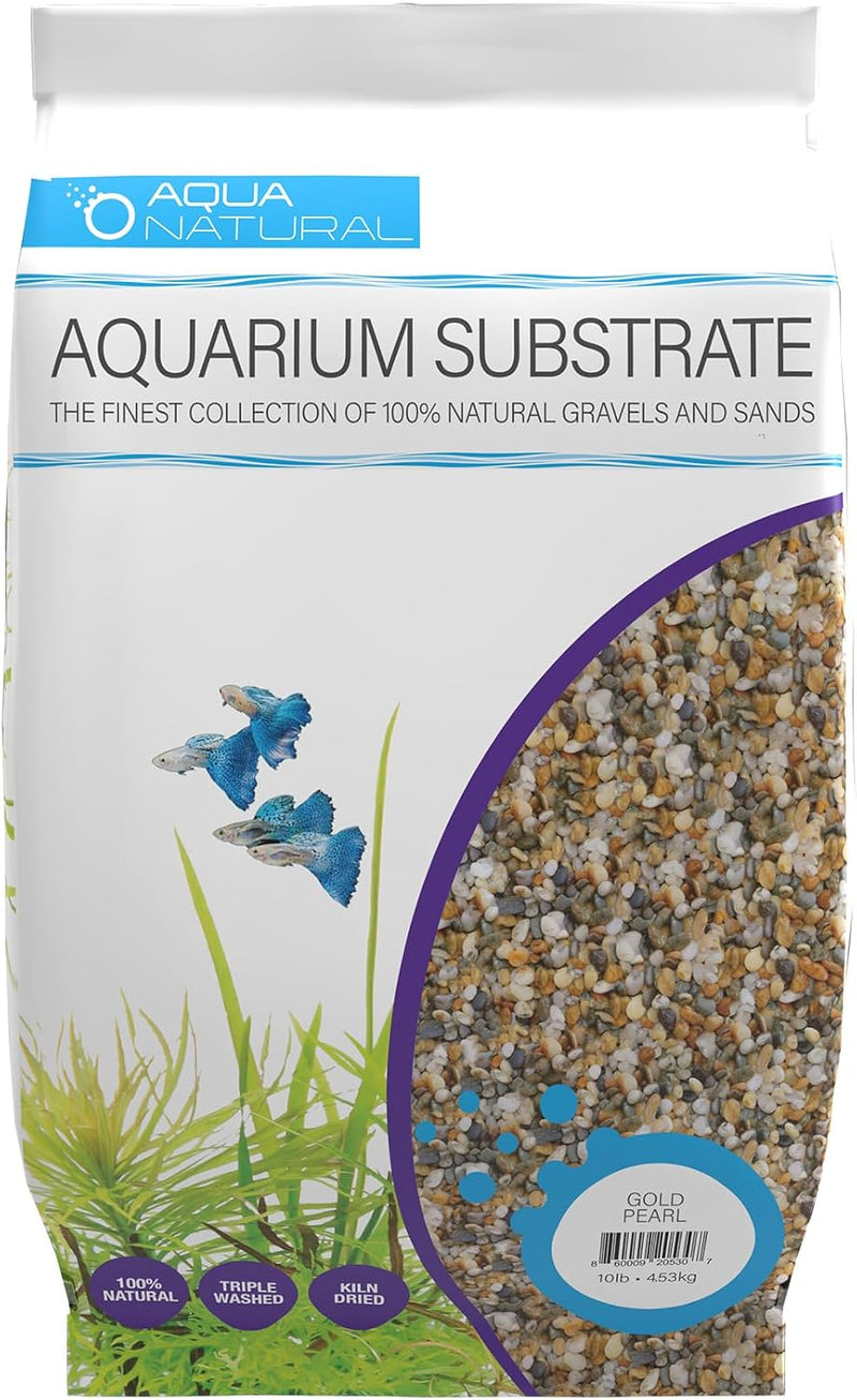 Aqua Natural Aquarium Substrate, Gold Pearl Gravel - 10lb