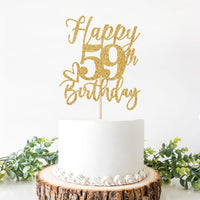 Happy 83rd Birthday Cake Topper - happy 59th birthday / Gold Glitter - image 2