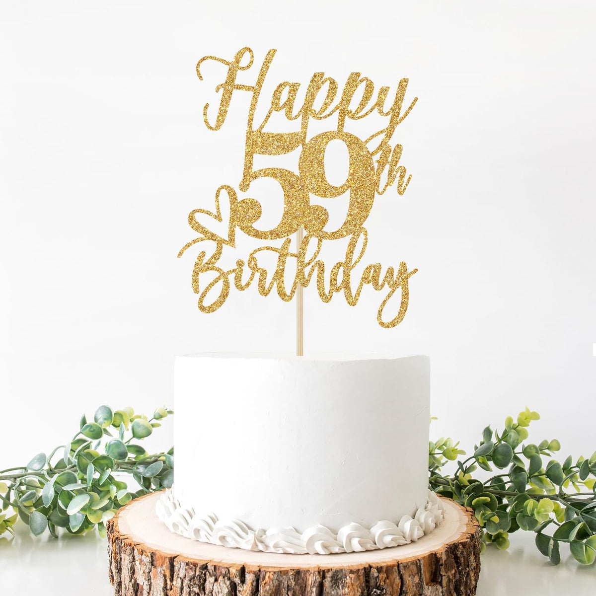 Happy 83rd Birthday Cake Topper - happy 59th birthday / Gold Glitter - image 2