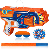 Sotiff dart theme toy gun piñata with blindfold, stick and confetti - view 5