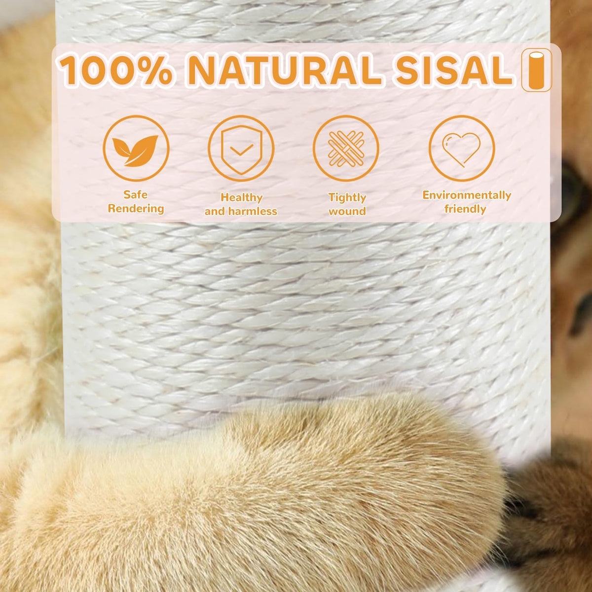 40'' Tall Sisal Cat Scratching Post - yellow-45inch - image 4