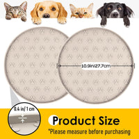 Pet Feeding Mat, Waterproof Anti-Slip Placemats for Dog Cat Bowl Silicone Pet Food Mat, Raised Edge - 2 Beige / 10.9"L x 10.9"W - image 3